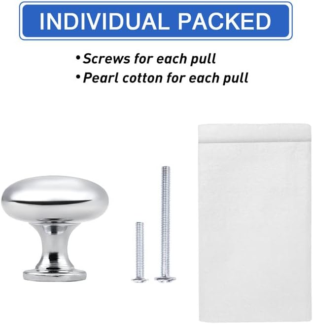 1 Pack Polished Chrome Cabinet Knobs Drawer Knobs Dresser Knobs,Solid Round Kitchen Cabinet Pulls for Dresser Drawers,1-3/16 Inch(29.5mm) Drawer Pulls