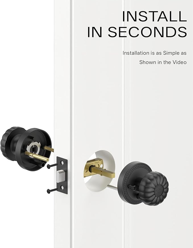 Asidrama 2 Pack Black Privacy Door Knobs with Lock, Door Handles with Matte Black Door Knobs Interior for Bedroom or Bathroom, Heavy Duty Door Lever for Left Right Sided Doors