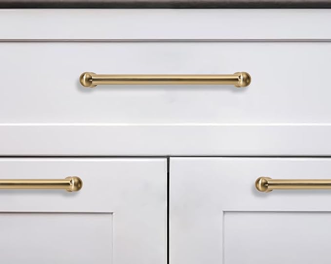 khtumeware 5 Pack 12 Inch Hole Center Champagne Bronze Cabinet Pulls Heavy Duty Solid Satin Brass Cabinet Handles for cabinets Dressers Kitchens Handles Bathroom cabinets