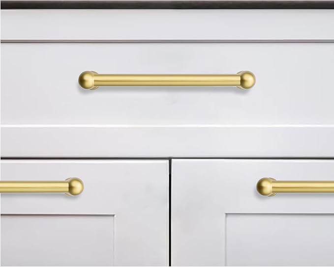 khtumeware 2 Pack 8 inch Hole Center Matte Satin Gold Cabinet Pulls Heavy Duty Solid Cabinet Handles cabinets Dressers Kitchens Handles Bathroom cabinets