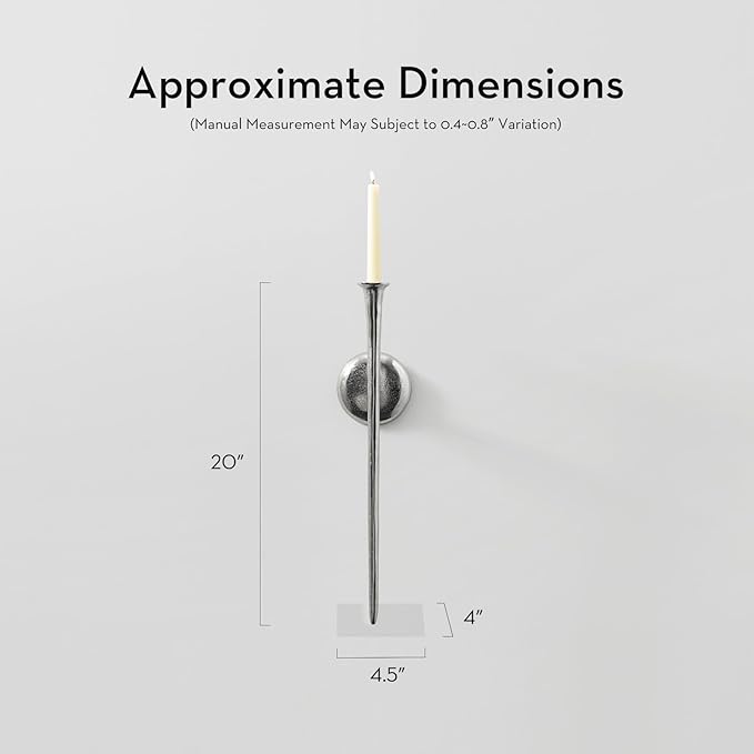 One Piece Aspar Wall Sconce, Modern Candle Holder with Elegant Hook Design, Versatile Decorative Lighting for Indoor Wall Decor and Ambiance Setting, Silver (Candle Not Included)