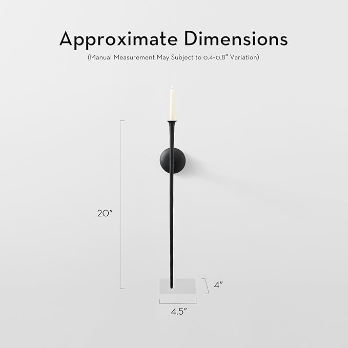 One Piece Aspar Wall Sconce, Modern Candle Holder with Elegant Hook Design, Versatile Decorative Lighting for Indoor Wall Decor and Ambiance Setting, Black (Candle Not Included)