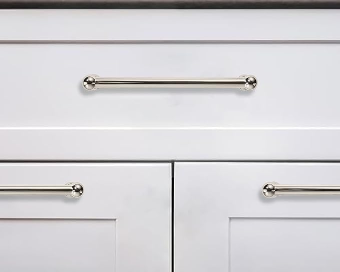 khtumeware 2 Pack 3 Inch Hole Center Polished Nickel Cabinet Pulls Heavy Duty Solid Cabinet Handles cabinets Dressers Kitchens Handles Bathroom cabinets
