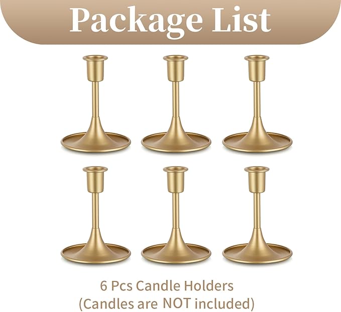 Sziqiqi Gold Candlestick Candle Holder - Taper Candles Holder for Table Centerpiece Metal Candle Holders for Wedding Anniversary Decorative Candle Stands for Advent Shabbat