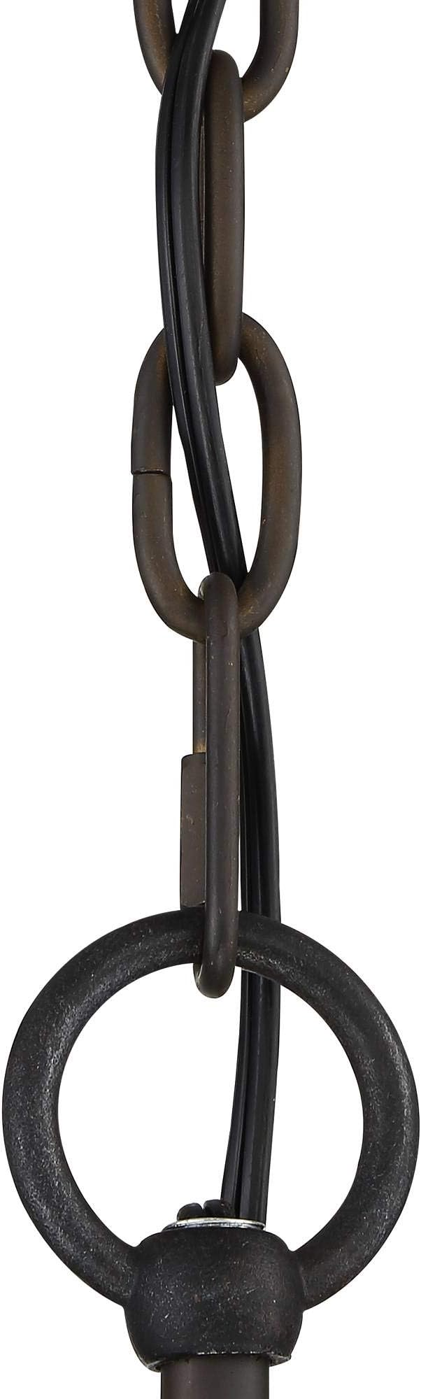 Possini Euro Design Bronze Pendant Light - 4 Light, Clear Waterglass Drum Shade, Bronze Brass Rustic Modern Pendant Light for Kitchen Islands, Dining Rooms, and Living Rooms - 19" Wide, 18 1/4" High