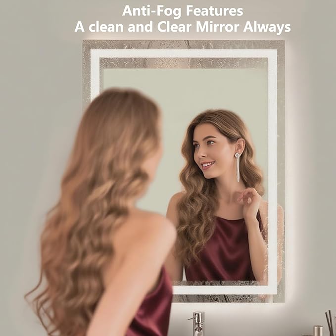 28"x20" LED Bathroom Mirror - Lighted Vanity Mirror with 3 Color Temperatures, Anti-Fog, Dimmable, Backlit + Front Lit, Memory Function, 3-Year Warranty, Easy to Install