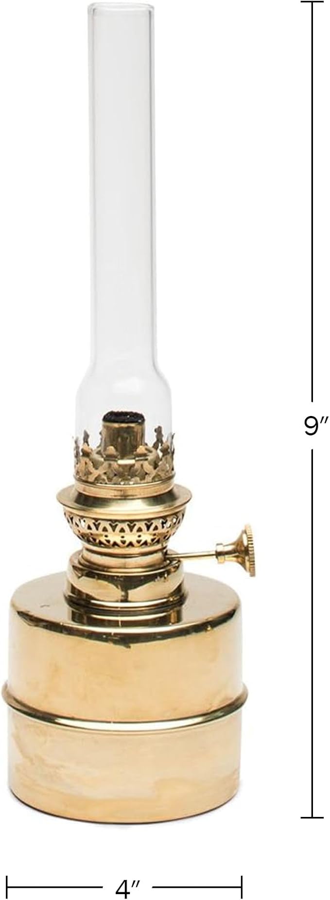 Brass Oil Lamp - 13” Extra-Bright Hurricane Lamp with Antique-Style Brass Body and Glass Chimney - Decorative Kerosene Lantern with Adjustable Wick - Oil Lamps for Indoor Use by Kings County Tools