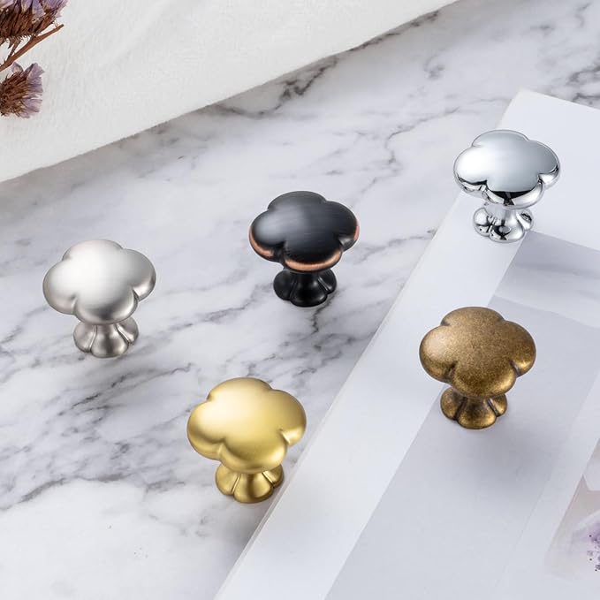 10 Pack 1-1/4 Inch, Brushed Nickel Cabinet Knobs Satin Nickel Drawer Knobs Silver Cabinet Pulls, 2502 Solid Kitchen Hardware for Cabinets Drawers Bedroom Dresser Bathroom Vanity Cupboard Closet