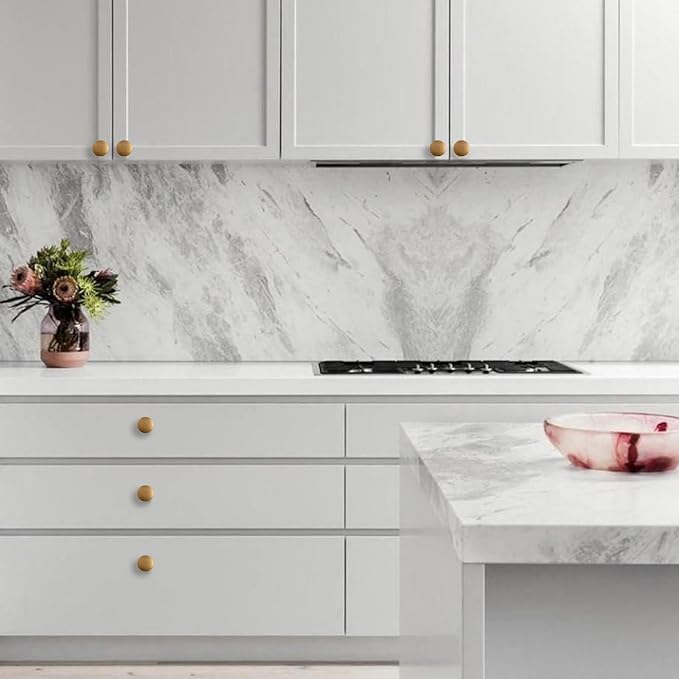 10 Pack 1.2 Inch Antique Brass Cabinet Knobs - Round Dresser Knobs Gold for Dresser Drawers 9B0053