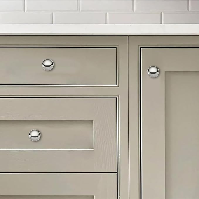 khtumeware 4 Pack 1-1/2 inch Bifold Closet Door Knobs Polished Nickel Cabinet Knobs Made of Zinc Alloy Suitable for Kitchen Cabinets/Bathroom Cabinets/Bedroom Furniture Includes Installation Screws