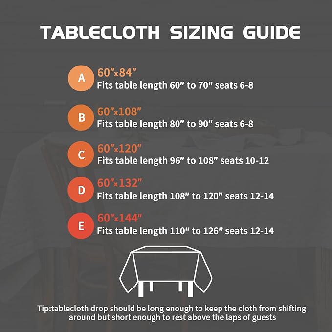 EVERLY100% Pure Linen Rectangle Tablecloths132Lx60WInch for Dining,Buffet Parties,Picnic,Events,Weddings and Restaurants,Decorative Halloween,Thanksgiving Machine Washable Tablecloths-Natural Linen