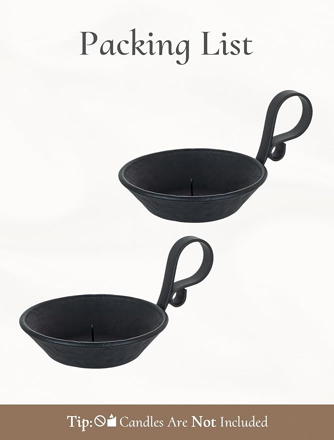 Iron Pillar Candle Holder: 4.6 in Gold Candle Plate Brass Pedestal Stand Vintage Decorative Tray for 3 Wick Jar Candles Tealight Votive Table Home Christmas Set of 2 (Black-with Spike, 2 Pcs)