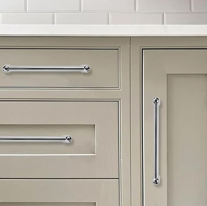 khtumeware 10 Pack 10 Inch Hole Center Polished Chrome Cabinet Pulls Heavy Duty Solid Cabinet Handles cabinets Dressers Kitchens Handles Bathroom cabinets