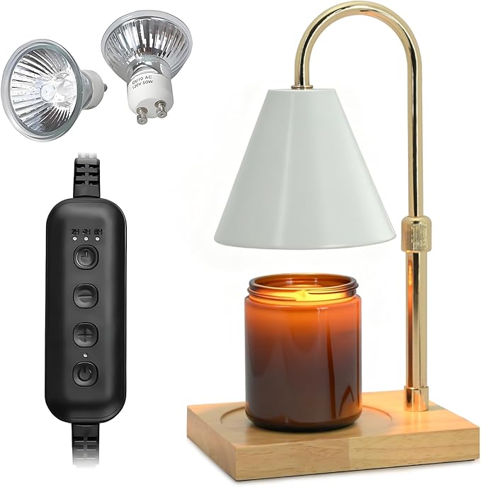 SOKCVSEA Candle Warmer Lamp Timer for Women Mom House Warming Gifts New Home Decor Wax Melt Warmer Candle Lamp (Square White Gold)