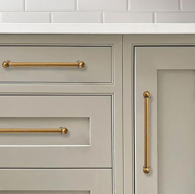 khtumeware 2 Pack 3-3/4 Inch Hole Center Antique Brass Cabinet Pulls Heavy Duty Solid Cabinet Handles cabinets Dressers Kitchens Handles Bathroom cabinets