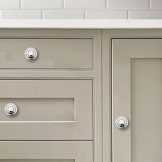 khtumeware 2 Pack 1-1/4 Inch(32mm) Polished Chrome Round Cabinet Knobs Heavy Duty Soild Cabinet Knobs Kitchen Cabinet Hardware for Cupboard Drawer Handles