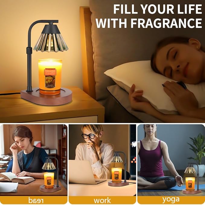 Dimmer Candle Warmer Lamp with Timer, Adjustable Height Farmhouse Electric Wax Melt for Jar Candles, Home Decor Thanksgiving Christmas Day Gifts for Grandma Mom Women (Golden Green)