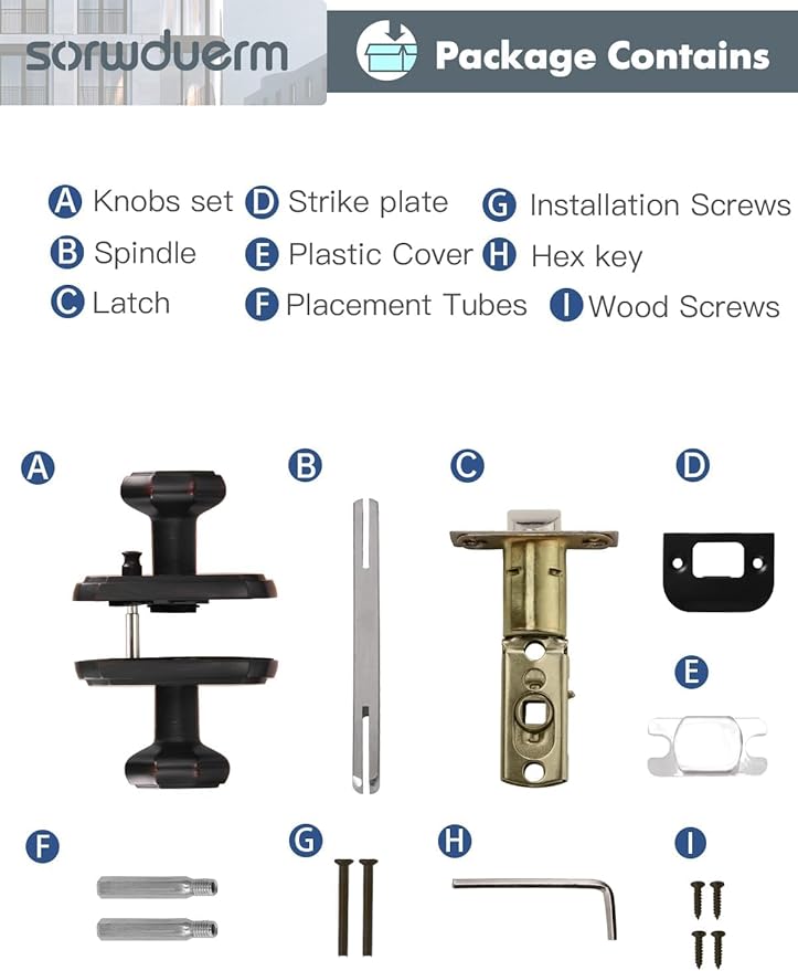 1 Pack Oil Rubbed Bronze Door Knobs Interior Privacy Door Knob Antique Door Knobs for Bedroom and Bathroom,Zinc Alloy