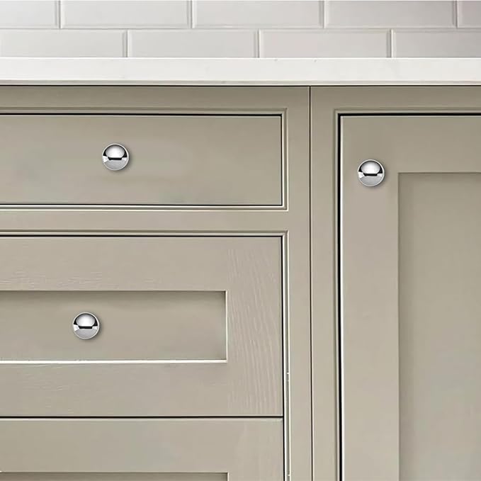 khtumeware 4 Pack 1-1/2 inch Bifold Closet Door Knobs Polished Chrome Cabinet Knobs Made of Zinc Alloy Suitable for Kitchen Cabinets/Bathroom Cabinets/Bedroom Furniture Includes Installation Screws