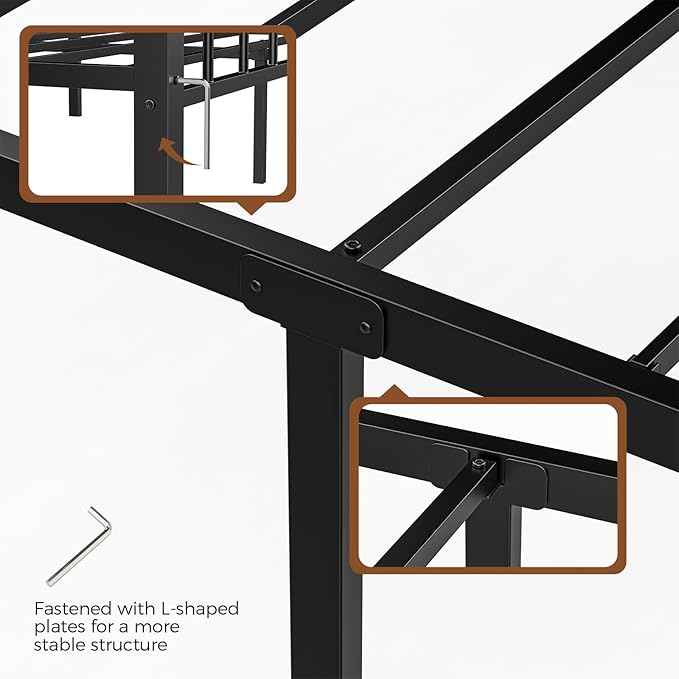 Twin XL Bed Frame, Noise-Free Design & Underbed Storage Heavy Duty Metal Bed Frames with Headboard No Box Spring Needed/Tool-Free Assembly