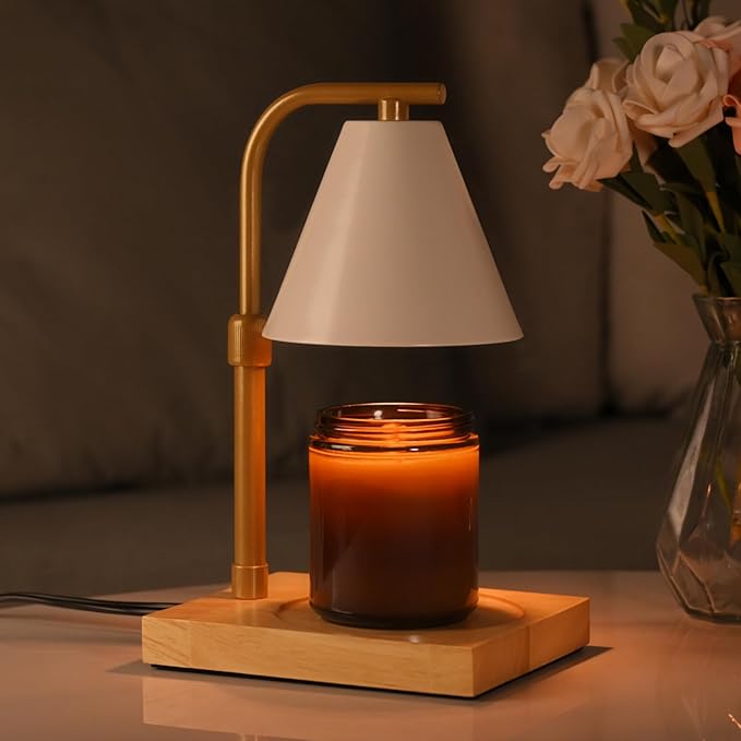 SOKCVSEA Fragrance Candle Warmer Lamp - Home Decor Candle Warmer for Small Large Size Jar Candles Warmer Lamp Wooden Base (Square White Plus)