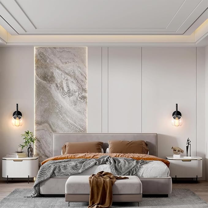 1-Light Bathroom Wall Sconces,Matte Black Sconces Wall Lighting with Clear Glass Shade,Modern Vanity Light Fixtures,Indoor Lamp Wall Mount Light for Mirror, Bedroom