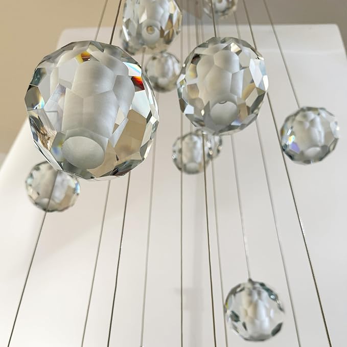 1-Light Chrome Pendant Light Kitchen Island, Multi-facted Small Crystal Pendant Light Fixture, Adjustable Hanging Pendant Lighting for Dining Room Bathroom Vanity