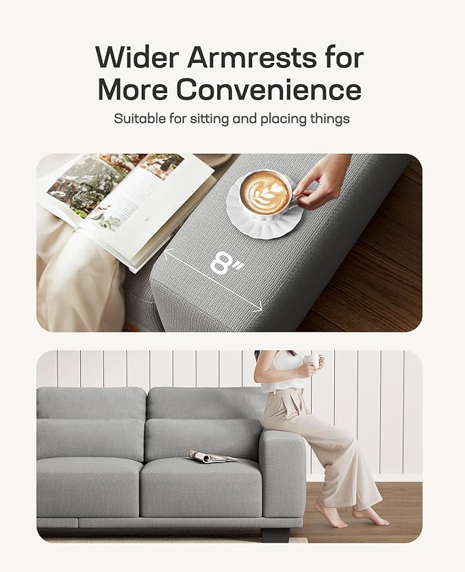 Marsail 40" Accent Chair, Modern Armchair with Deep Seats, Comfy Upholstered Reading Chairs for Bedroom, Single Sofa Chair for Living Room, Easy to Clean with Removable Covers, Grey