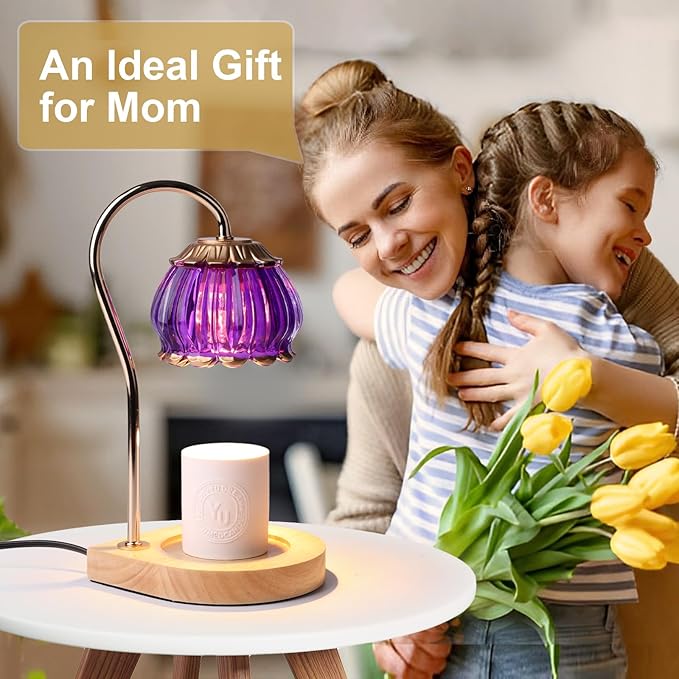 Candle Warmer Lamp with Timer, Dimmable Candle Warmer Lantern Light Gift Electric Fragrance Candle Holders for Warming House Warming Home Decoration Gifts for Women,Purple