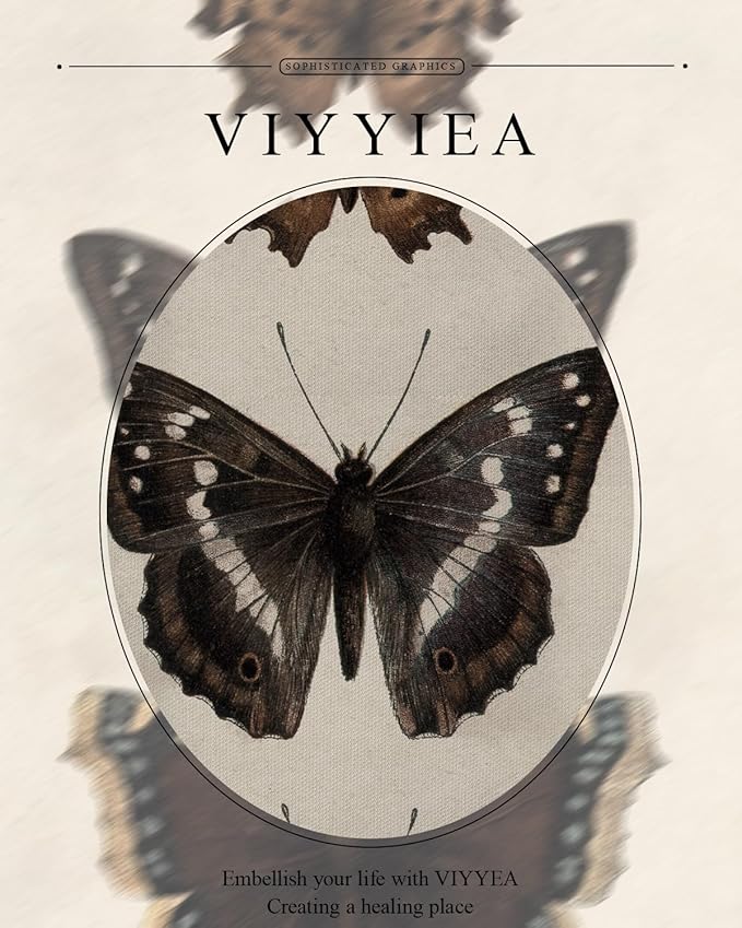 VIYYIEA Vintage Gold Framed Butterfly Wall Art, Bedroom Bathroom Shelf Retro Butterfly Illustration Room Decor, Canvas Prints, Antique Picture Frame Paintings Home Farmhouse Wall Decor, 11x14 Inch
