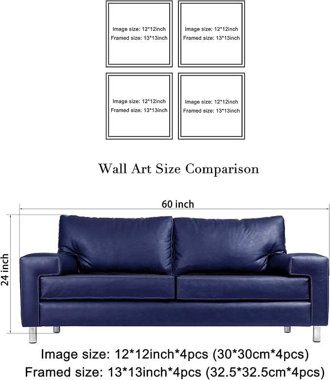 Wieco Art Framed Wall Art Architectures Modern 4 Panels Giclee Canvas Prints Europe Buildings Black and White Landscape Canvas Wall Art Black Picture Frames for Home Office Decorations