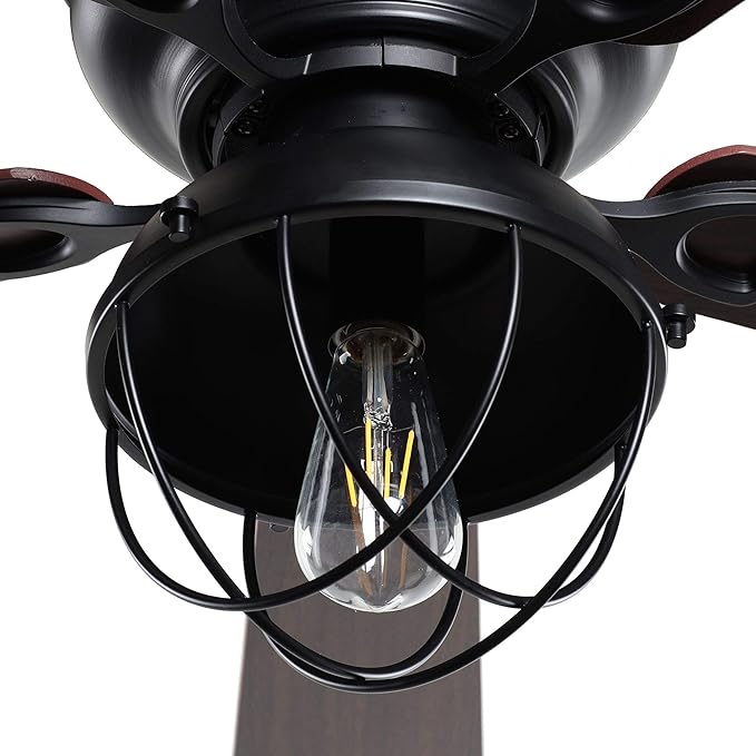 Flush Mount Ceiling Fans with Lights and Remote, Black Farmhouse Low Profile Ceiling Fan with Light for Bedroom Living Room, Rustic Hugger Ceiling Fans with 3 Speeds, Reversible 5 Blades, 42 Inch