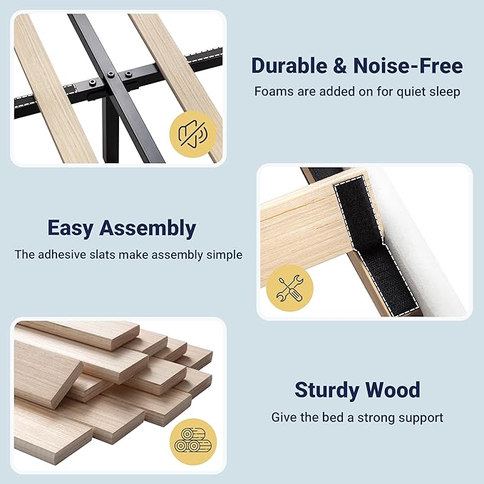 Allewie Vintage Queen Size Velvet Platform Bed Frame with Curved Vertical Tufted Wingback Headboard and Footboard, Charging Station, Easy Assembly, Under Bed Storage, No Box Spring Required, White