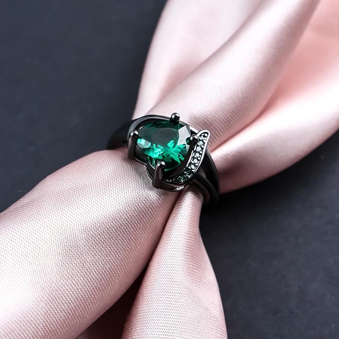 Engagement Rings for Women AAA+ Heart Cubic Zirconia Promise Rings for Her Valentines Day Gifts Womens Rings Black Gold Gothic Rings Promis Ring Wedding Rings Statement Rings for Women