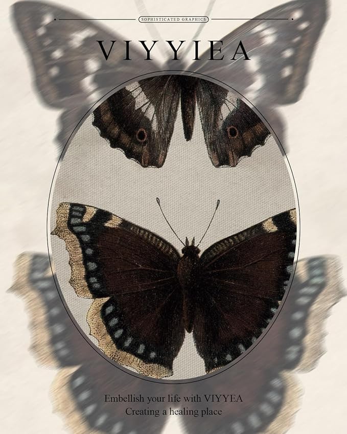 VIYYIEA Vintage Gold Framed Butterfly Wall Art, Bedroom Bathroom Shelf Retro Butterfly Illustration Room Decor, Canvas Prints, Antique Picture Frame Paintings Home Farmhouse Wall Decor, 13x16 Inch