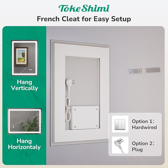 TokeShimi LED Bathroom Mirror 60 x 28 Lighted Bathroom Vanity Mirror with Lights,Brighter Frontlit and Backlit Light up Anti Fog Mirror