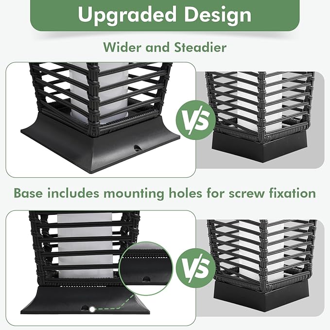 Grand patio Outdoor Floor Lamp Solar Powered Lantern Waterproof Wicker Boho Deck Lights for Garden Porch Decor, Large Crossover