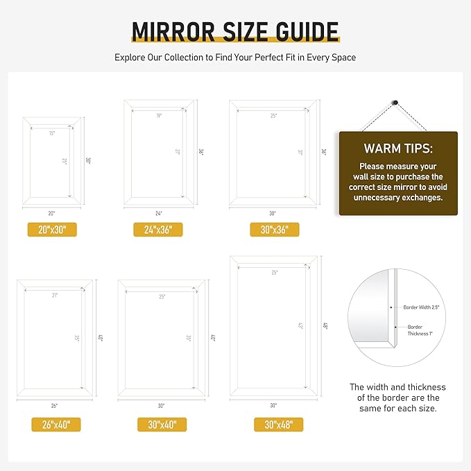 CULER White Wood Wall Mirror for Bathroom,Rectangle Rustic Large 30 x 36 inch Hanging Vanity Mirrors with Wooden Frame for Living Room,Bedroom,Entryway