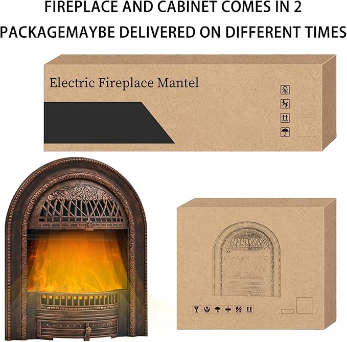 78" Electric Fireplace with Mantel, Fireplace Heater Entertainment Center with Storage,TV Stand with 30'' Fireplace for TVs Up to 90 Inch,Fireplace Insert for Living Room, Bedroom-Bronze Heater