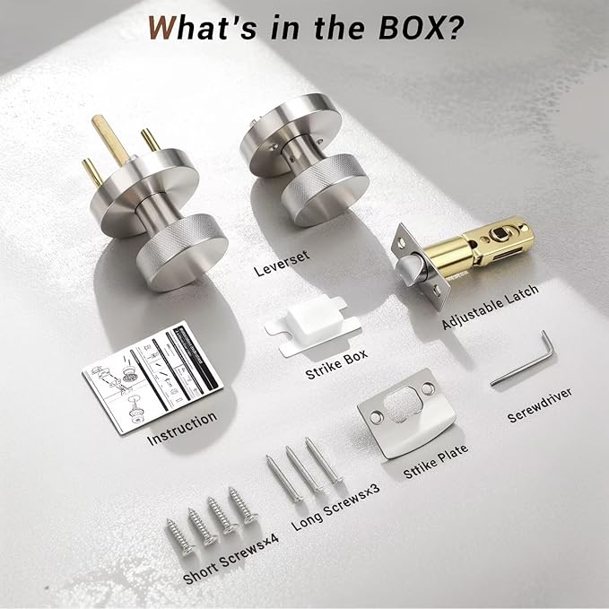 Knobonly 6 Pack Satin Nickel Door Knobs Interior Keyless, Passage Door knobs(Non-Locking), Round Closet Door Knobs for Hallway, Silver Door Handles Zinc Alloy