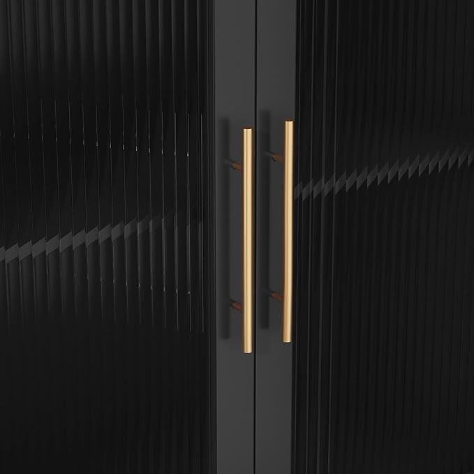 ARTPOWER 48" Coffee Bar Cabinet with Wine Racks and Drawers, Modern Buffet Sideboard with Pull-Out Wine Storage, Liquor Bar Cart for Kitchen, Dining Room, Living Room (Black)