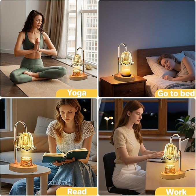 PHILORN Candle Warmer Lamp with Timer Dimmable, Adjustable Electric Candle Light Warmer for Wax Jar, Birthday Gifts for Women, Mum, House Warming Gifts New Home Decor with 2 Bulbs (US)
