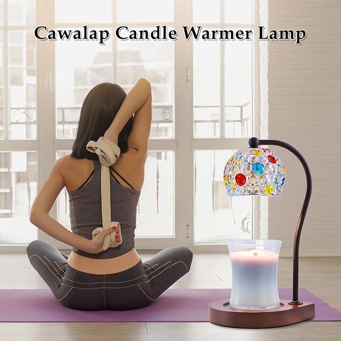 Candle Warmer Lamp Timer - Christmas Gifts for Women Mom, House Warming Gifts New Home Decor Modern Farmhouse Decor, Glass Candle Warmer Wax Melt with 2 Bulbs White