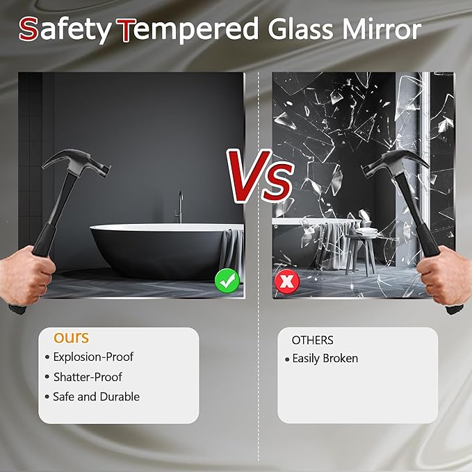 CULER White Wood Wall Mirror for Bathroom,Rectangle 20 x 30 inch Hanging Vatiny Mirrors with Wooden Frame for Living Room,Bedroom,Entryway