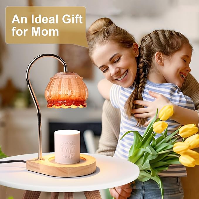 Dimmable Flower Candle Warmer Lamp With Timer, Electric Melter Light, Vintage Lamp, Gift for Women, Home Decor, Cozy House Warming, Coffee