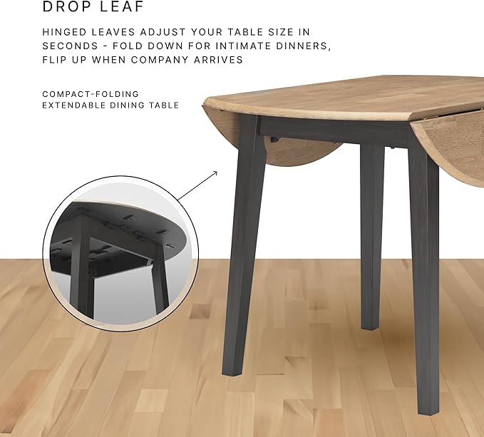 Signature Design by Ashley Gesthaven Modern Dining Drop Leaf Table with 4 Legs, Light Brown & Green
