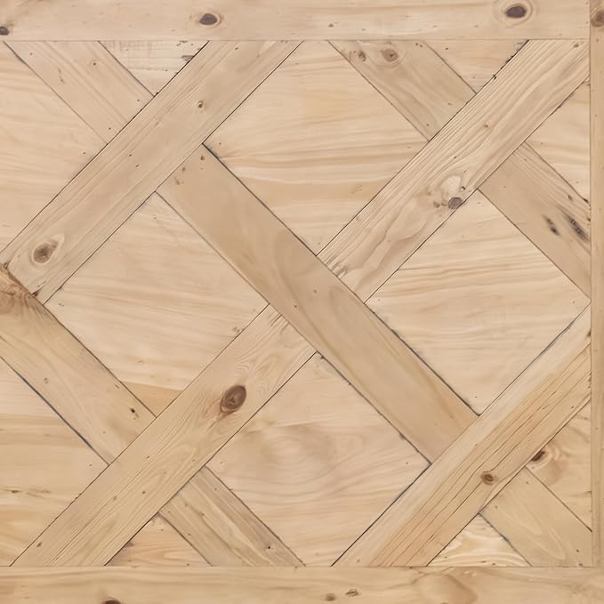 Farmhouse Dining Table Wood Rectangular Dining Table for 4-6 People Country Rustic Wooden Dining Room Table with Grid Pattern for Kitchen Dining Room Restaurant Cafe Bar, Natural Color