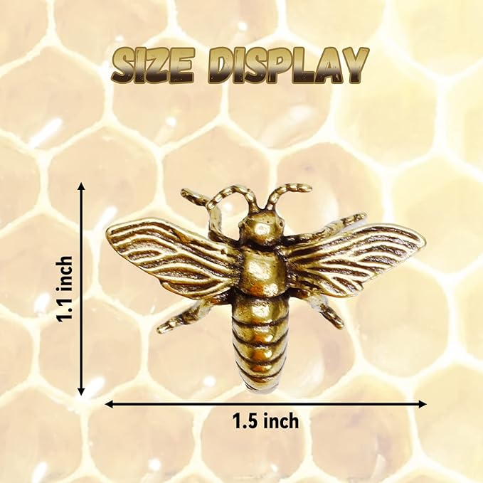 3 PCS Gold Bumblebee Decor Ornament, Vintage Mini Brass Bee Figurines, Gold Retro Bee Animal Statues Decoration for Rustic Office Home Decor Wall Art