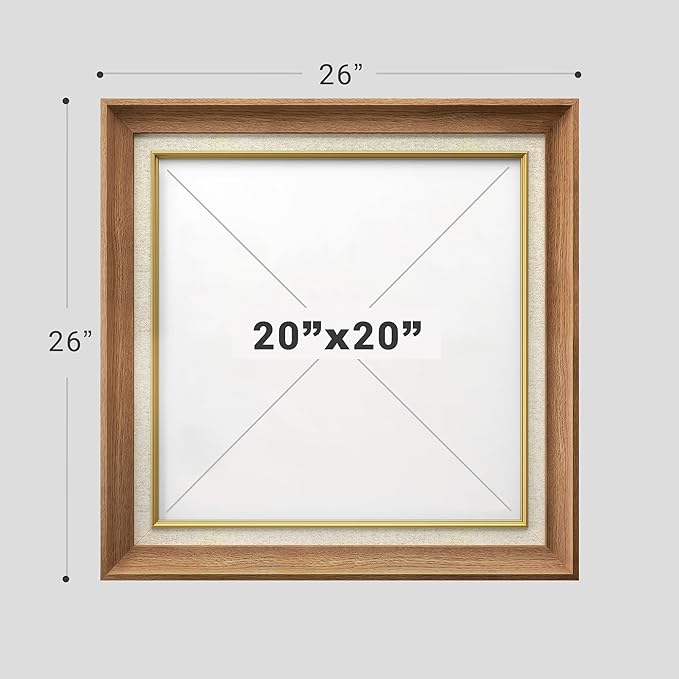 MUDECOR Premium Framed Wall Art Antique Landscape with Trees and Castle Classic Vintage Illustrations Fine Art Decorative Retro Historic Zen for Living Room, Bedroom, Office - 26"x26" Natural