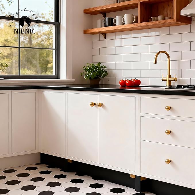 10 Pack 1 Inch Dia Antique Brass Kitchen Cabinet Knobs, Classic Vintage Retro Hardware Drawer Pull for Drawer Cupboard Dresser Wardrobe